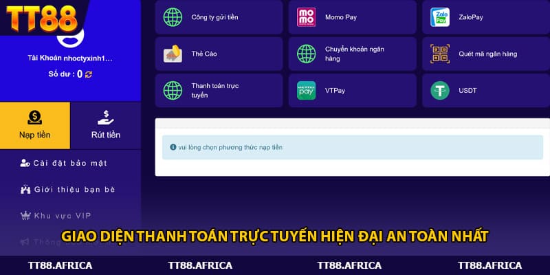 Giao diện thanh toán trực tuyến hiện đại an toàn nhất