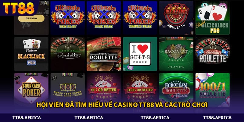 Hội viên đã tìm hiểu về Casino Tt88 và các trò chơi