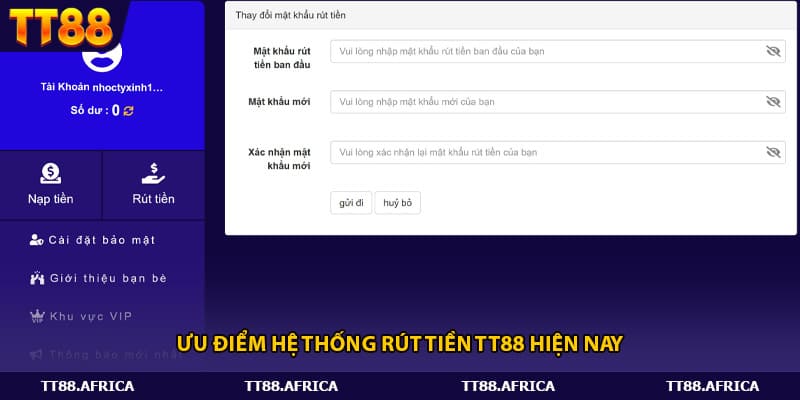 Ưu điểm hệ thống rút tiền tt88 hiện nay